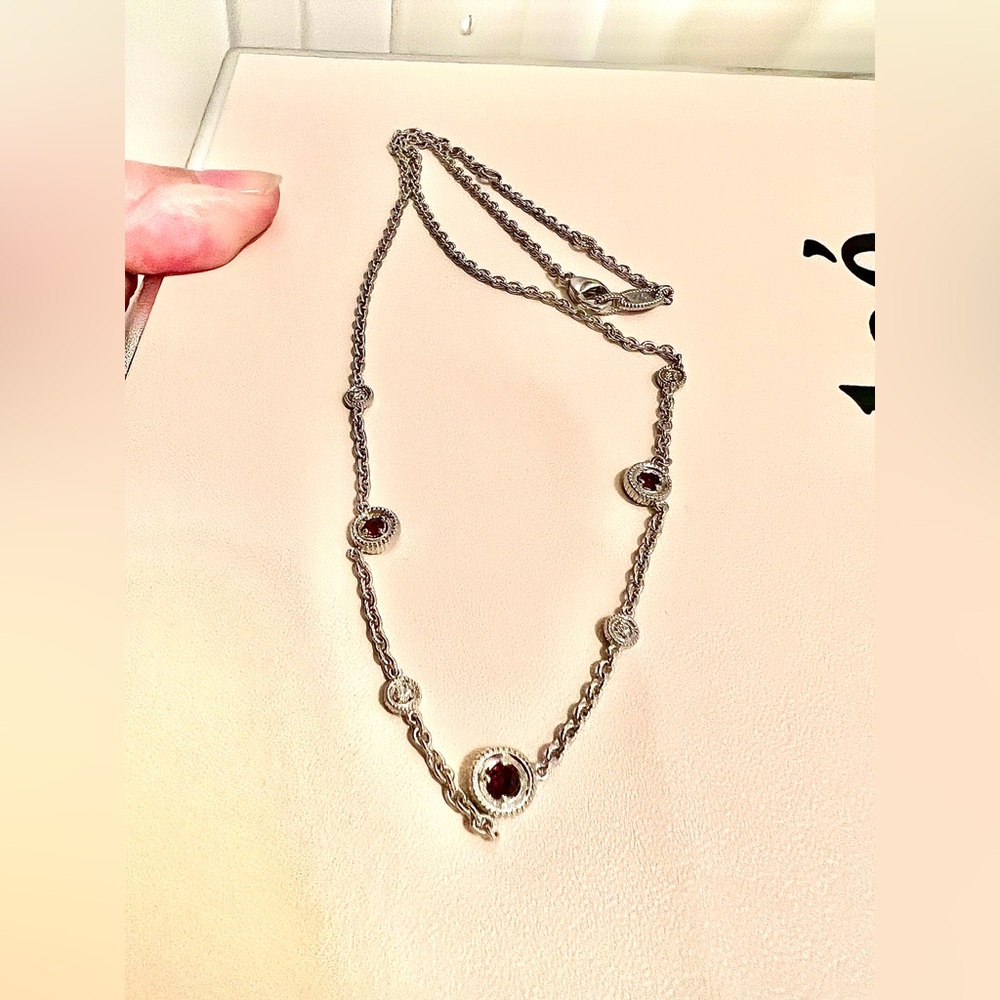 NWT Judith Ripka JR Garnet Max Station Collection 18 Inch Necklace RARE! - Picture 9 of 14